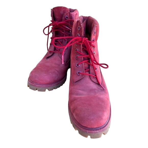 Timberland Men's Size 9M Premium 6" WP Red Nubuck Leather Work Hiking Boots - Picture 15 of 15